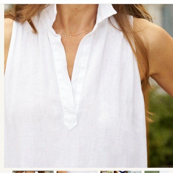 White, Washed Linen Dress - Picture 3 of 5